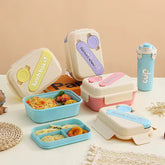 Stylish Lunch Box Set - Food Storage Leakproof with Spoon and Bottle(Cup)| Plastic Insulated Tiffin Box | Ideal for School, Office, Picnic